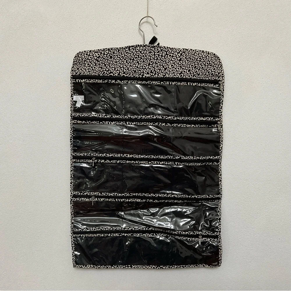 NWT Ellen Tracy Black, White Leopard Print Hanging Jewerly Organizer